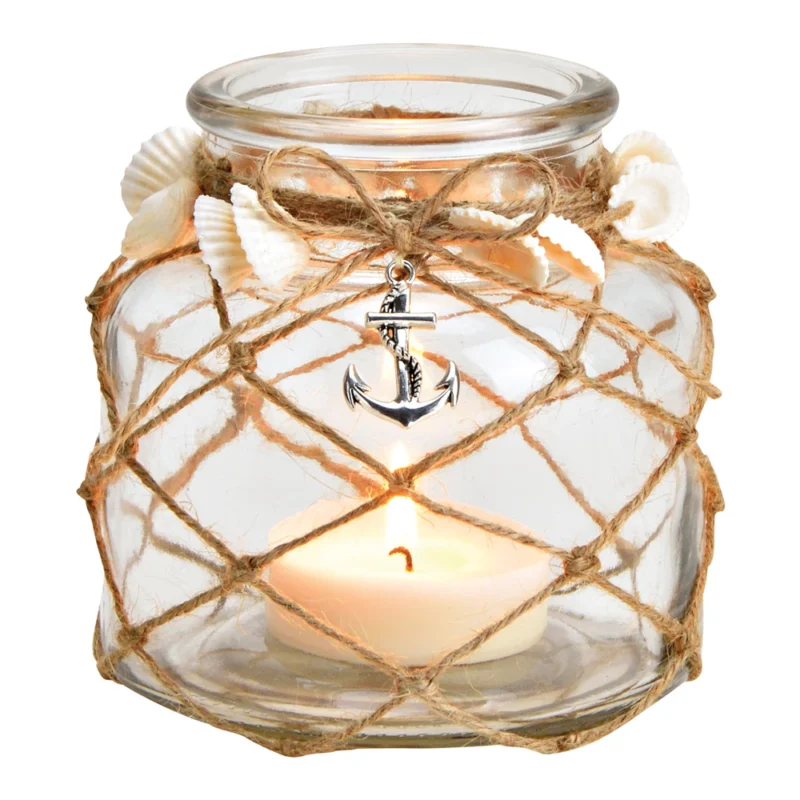 Windlicht Glas mit Anker – Bild 2