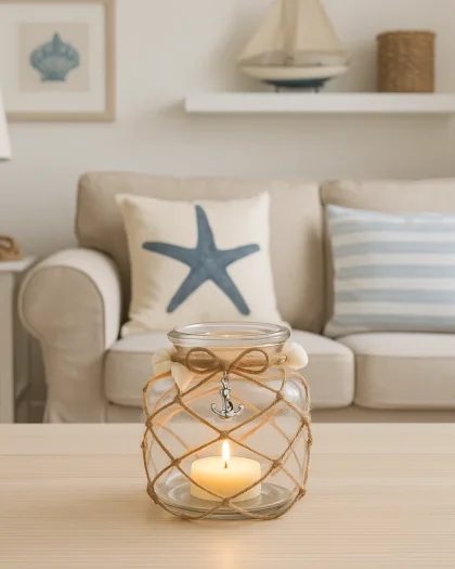 windlicht glas mit Anker
