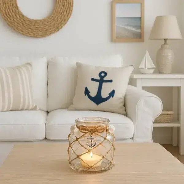 Windlicht Glas mit Anker – Bild 3
