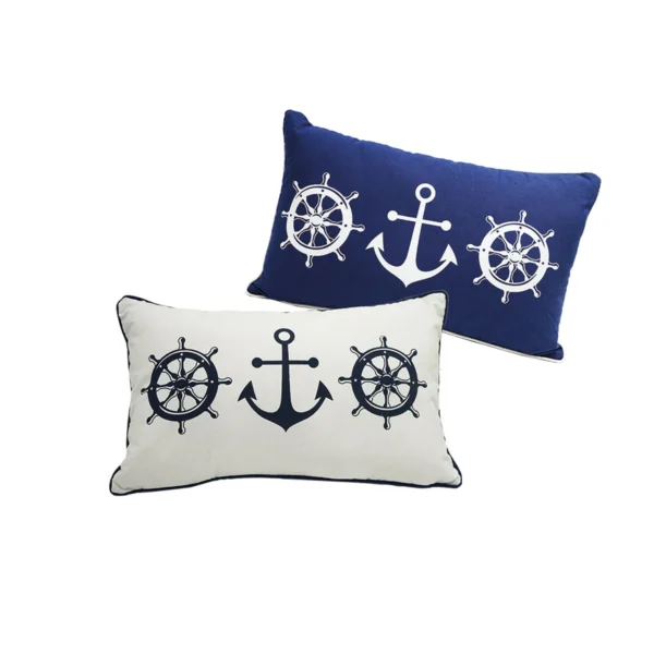 rechteckiges kissen, maritime kissen, nautische deko, anker deko, steuerrad deko