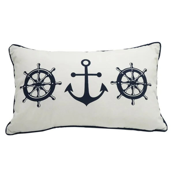 rechteckiges kissen, maritime kissen, nautische deko, anker deko, steuerrad deko